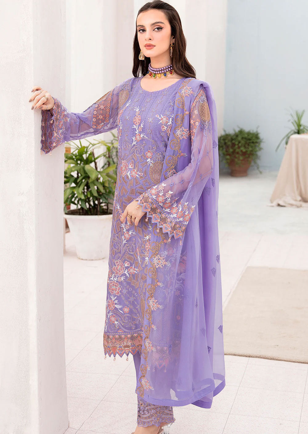 A-711-R - Readymade - Ramsha Chevron Chiffon Collection Vol 7 - Memsaab Online