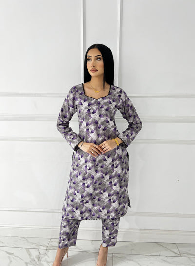 BUT-113 - Grey - S.Prints Printed Lawn Co-ords - Memsaab Online