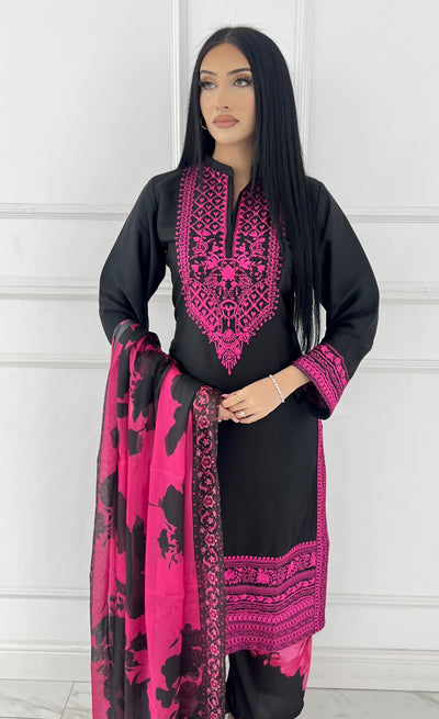 RBY-126-Readymade - Silk 3 Piece Embroidery Suit 2025 - Memsaab Online