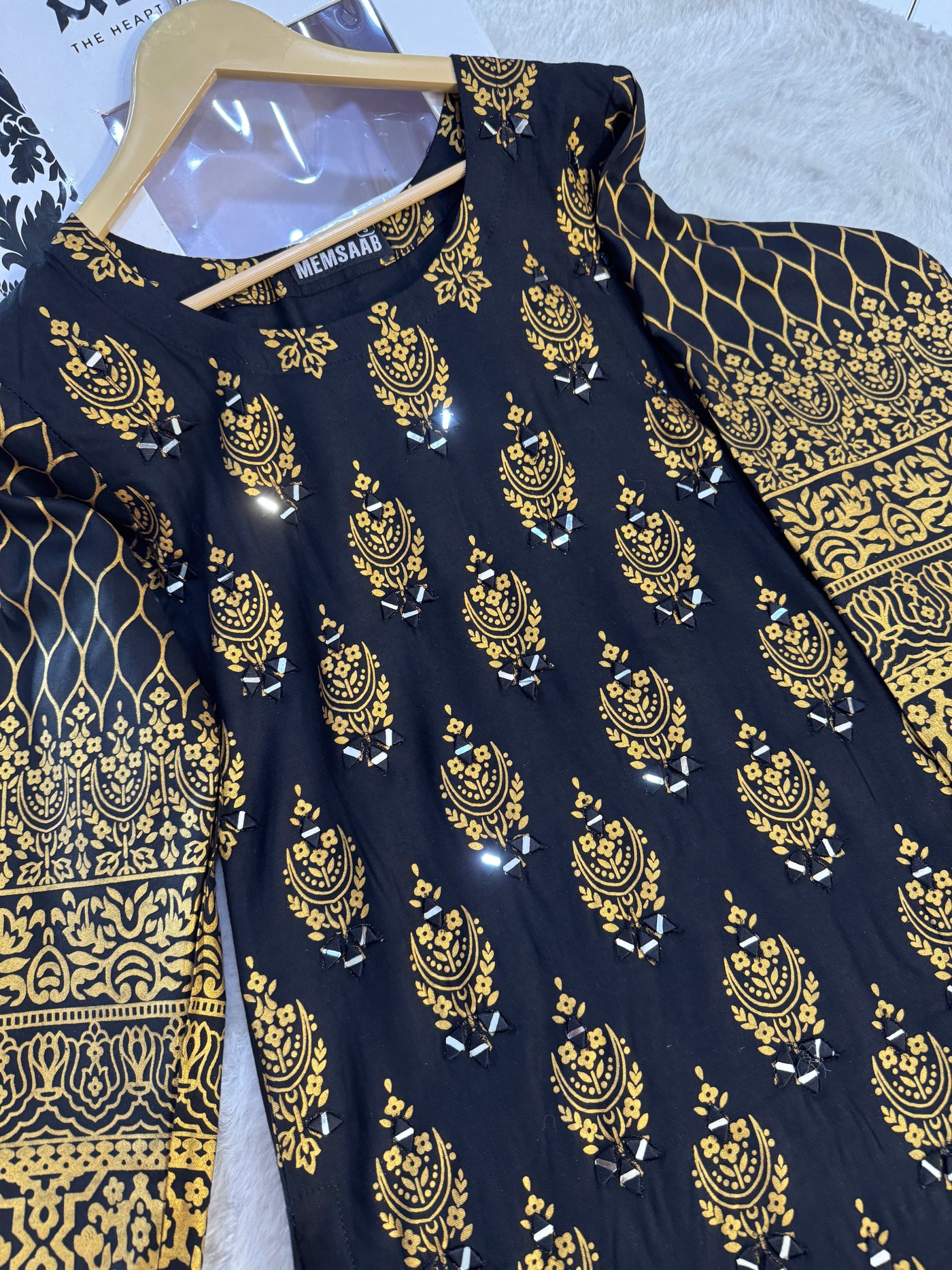 HK111 - Black - Readymade Linen outfit - Memsaab Online