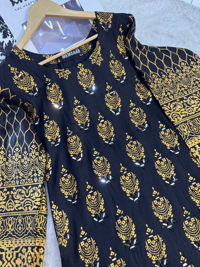 HK111 - Black - Readymade Linen outfit - Memsaab Online