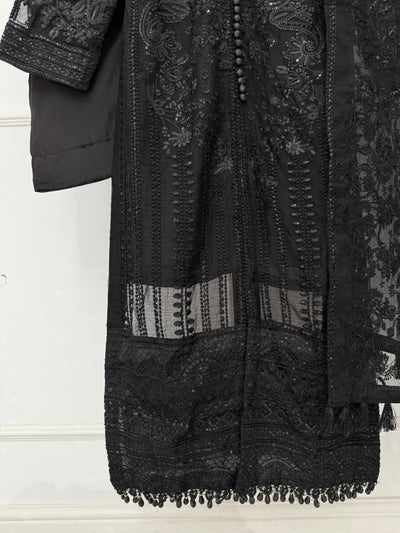 JV1664 Black Readymade Chiffon Suit - Memsaab Online