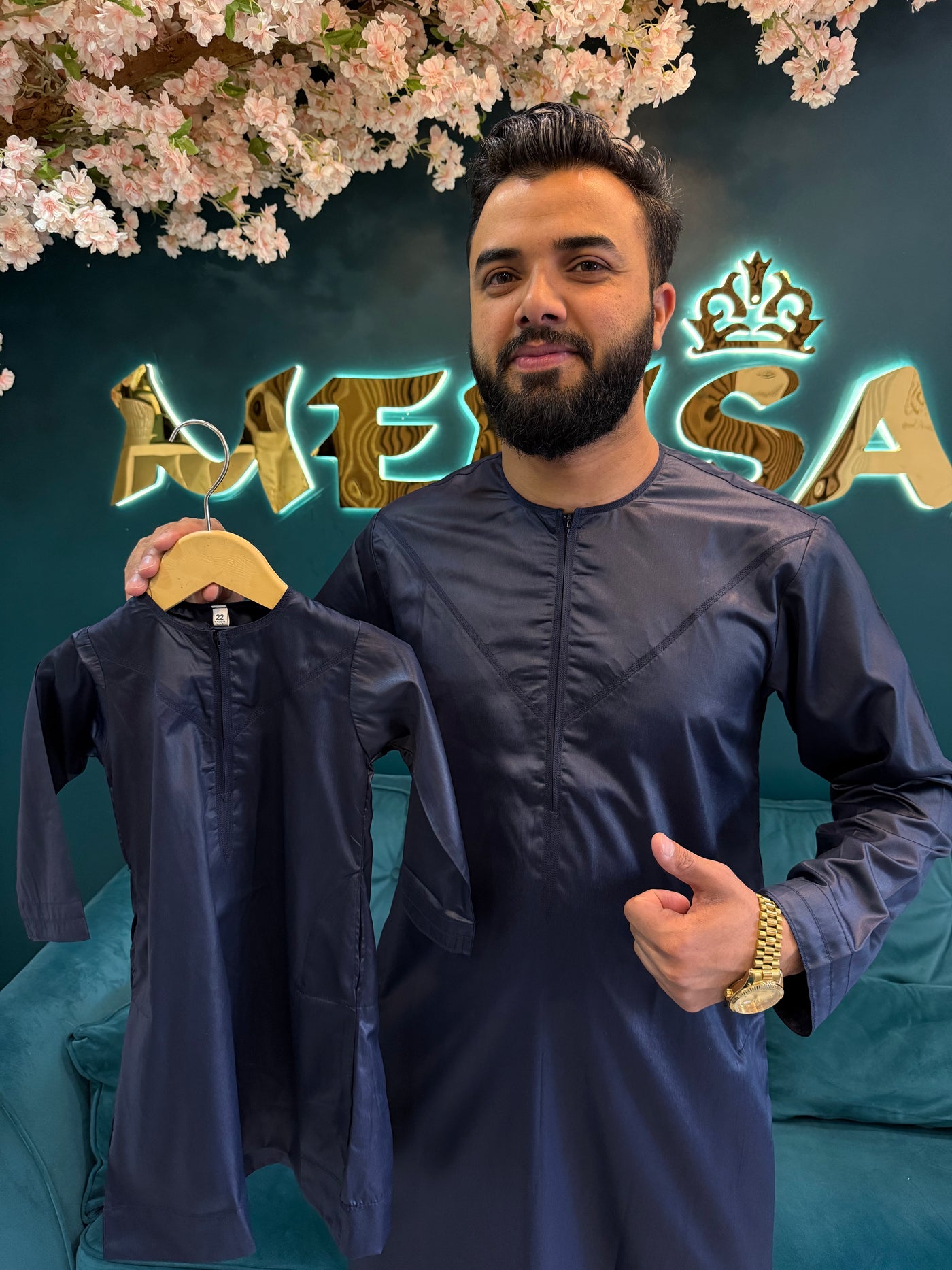 ASD01 Mens/Boys Navy Omani Thobe - Memsaab Online