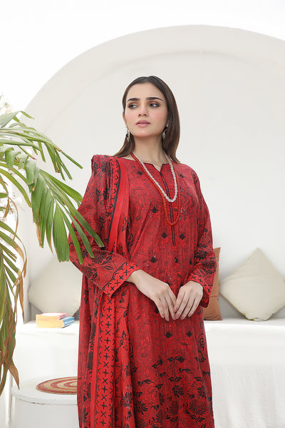 AMT41004 Red Readymade Lawn Suit - Memsaab Online