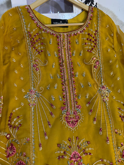 HK107 - Mustard - Readymade Linen outfit - Memsaab Online