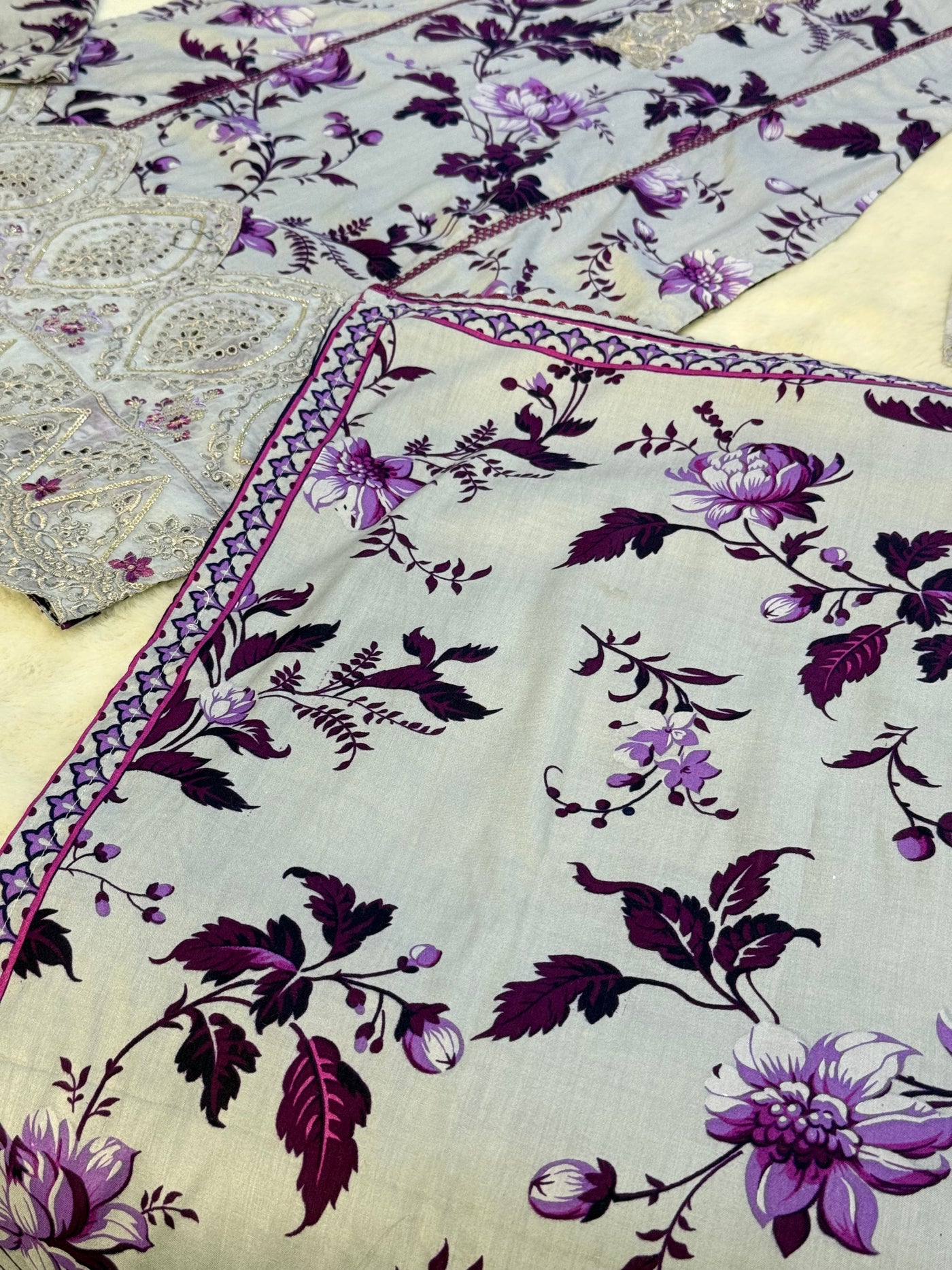 MDNA-24 - Readymade Embroidered LINEN Outfit - Memsaab Online