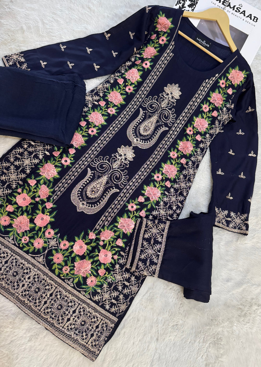 HK105 - Navy - Readymade Linen outfit - Memsaab Online