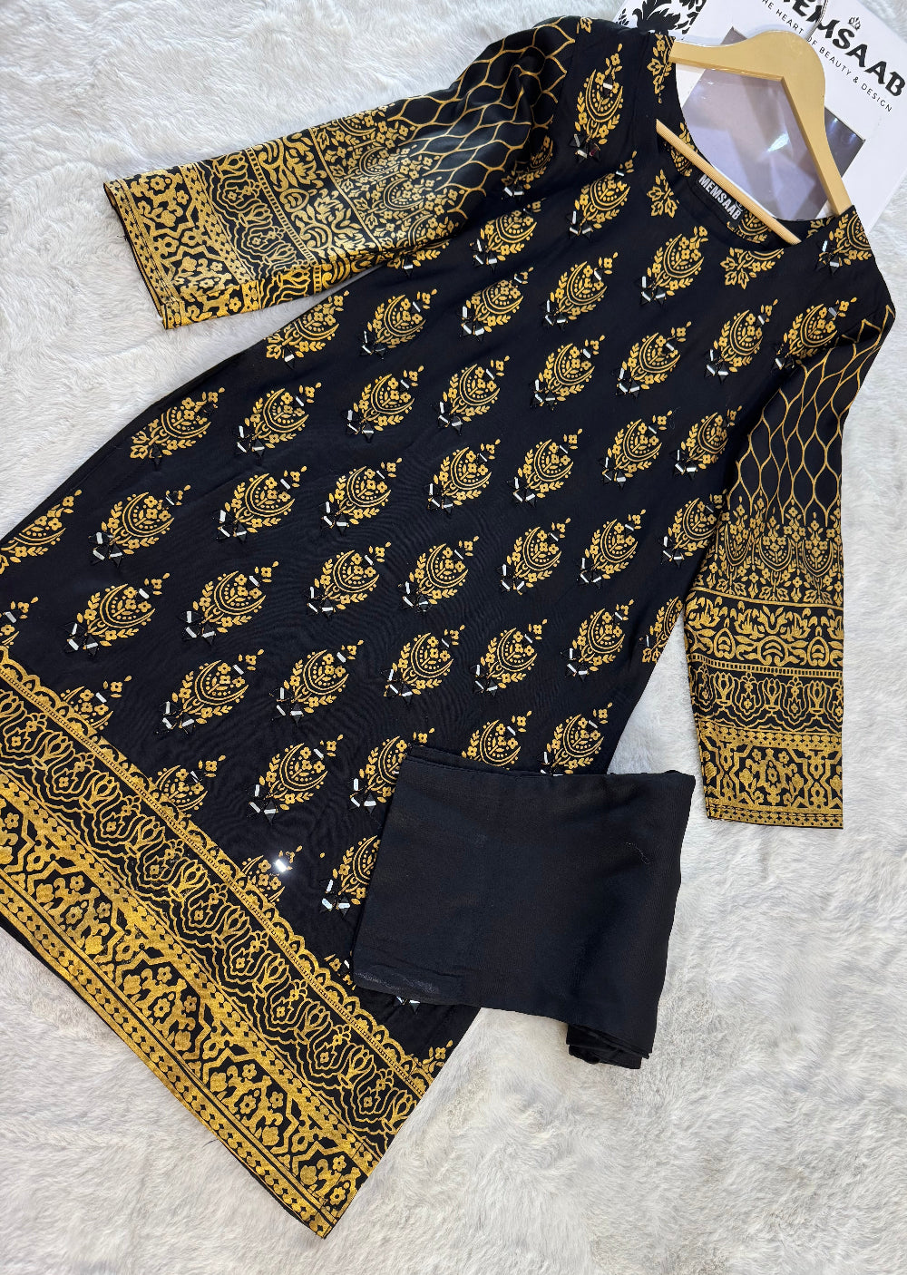 HK111 - Black - Readymade Linen outfit - Memsaab Online