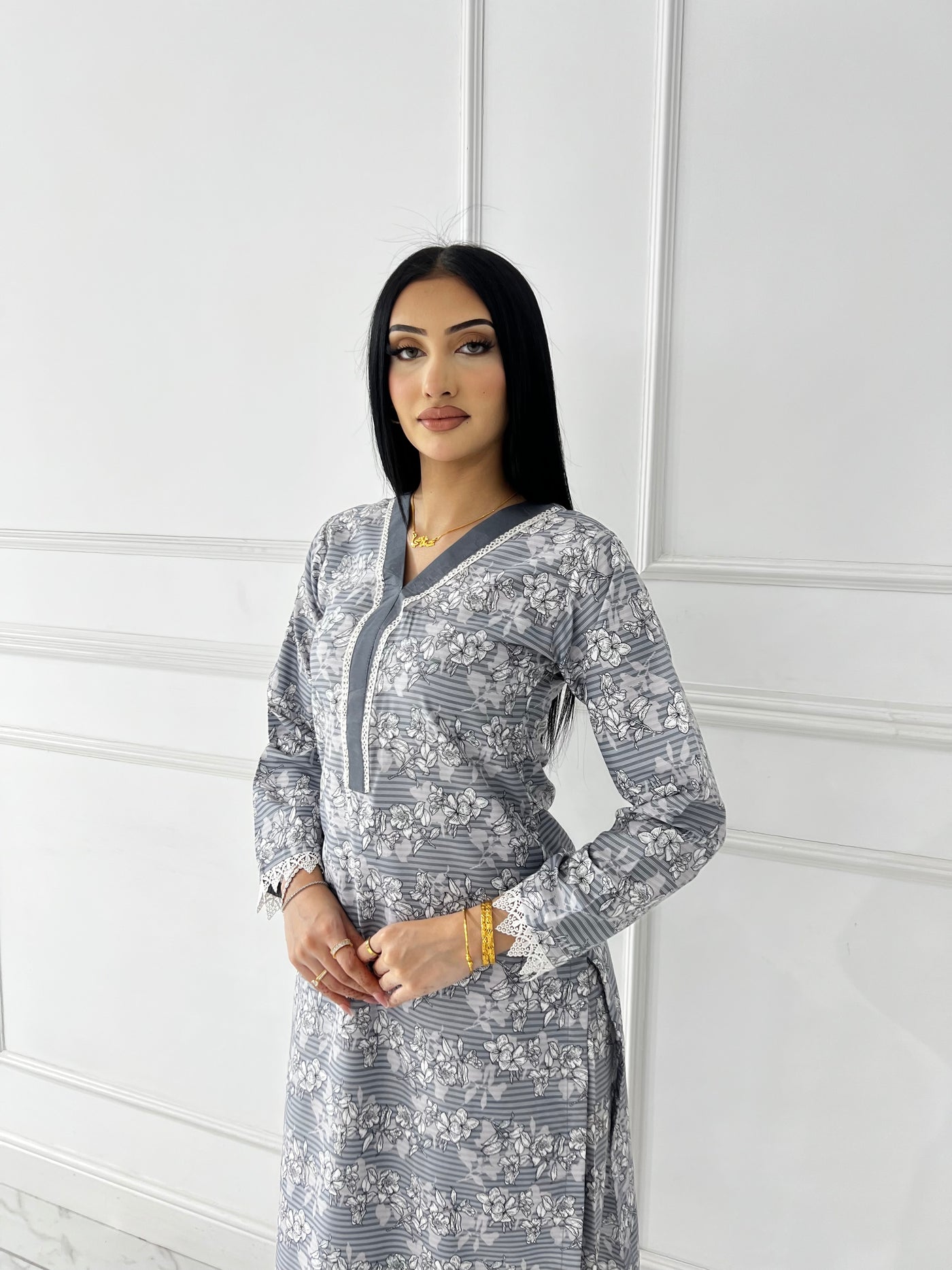 BUT-122- Grey - S.Prints Printed Lawn Co-ords - Memsaab Online