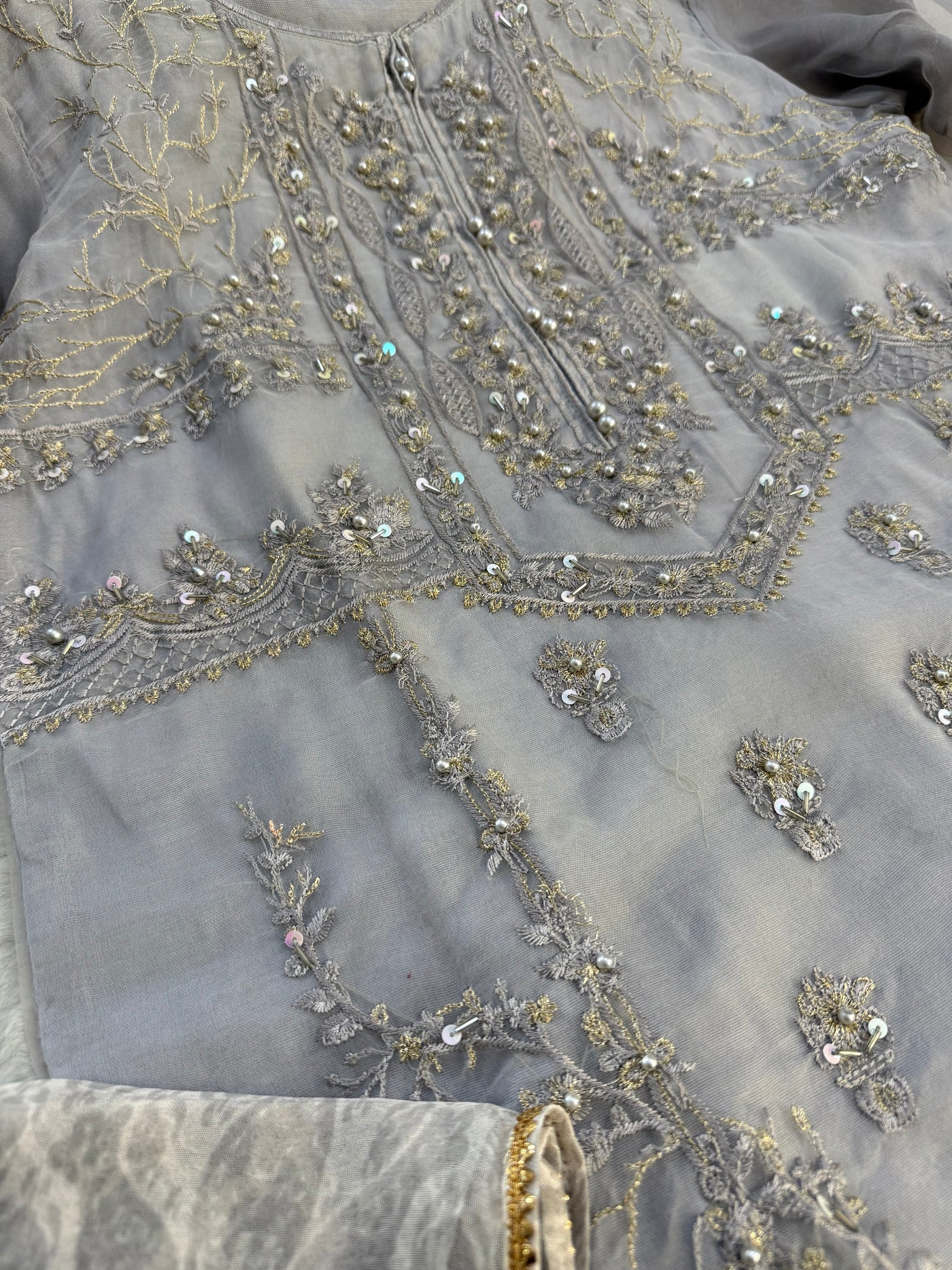KLD125 Blue Readymade Organza Suit - Memsaab Online