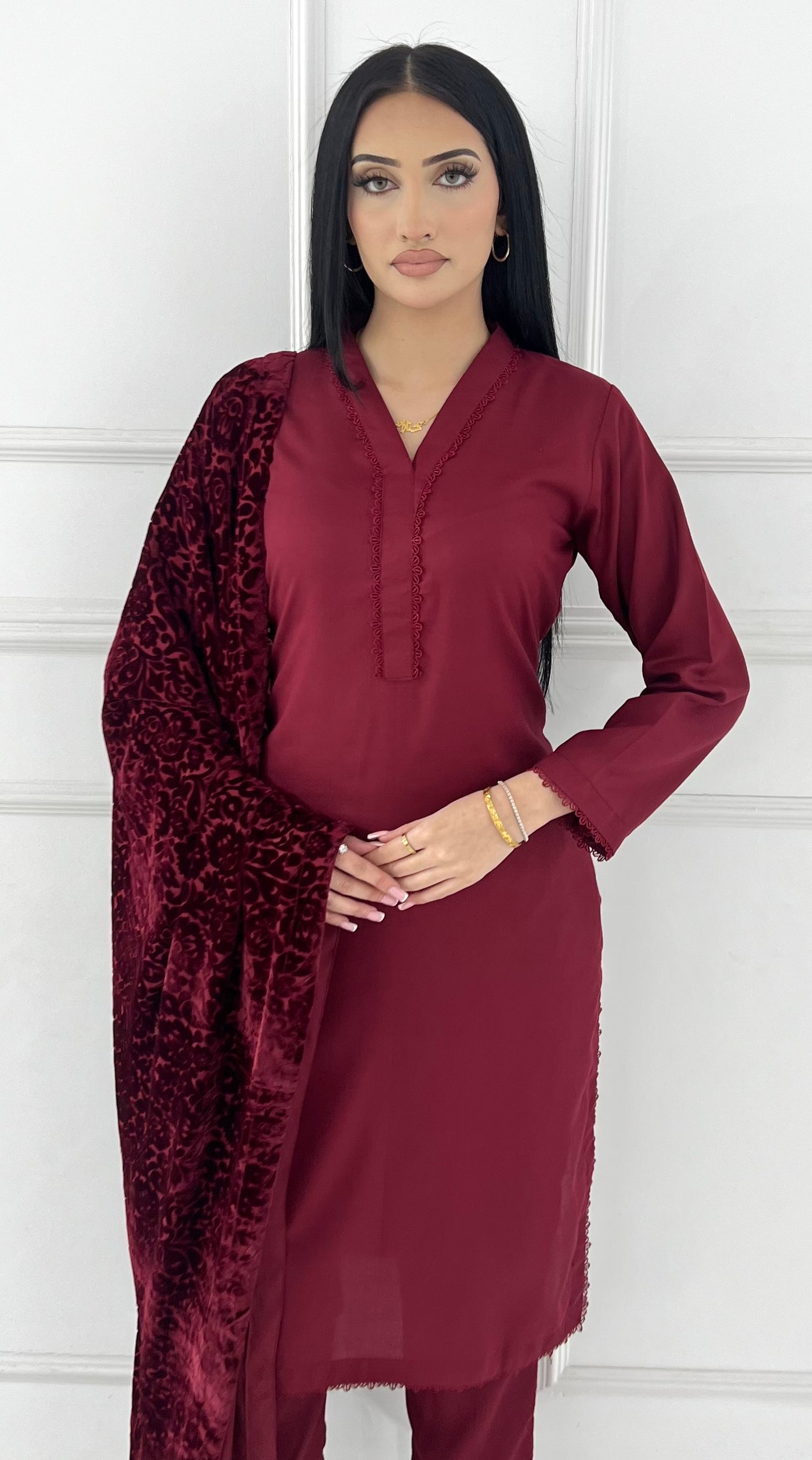 ASMB-01 - Maroon - Readymade Mughal Palachi Suit 2025 - Memsaab Online