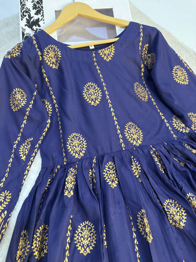 HK135 - Navy - Readymade Linen Dress Outfit - Memsaab Online