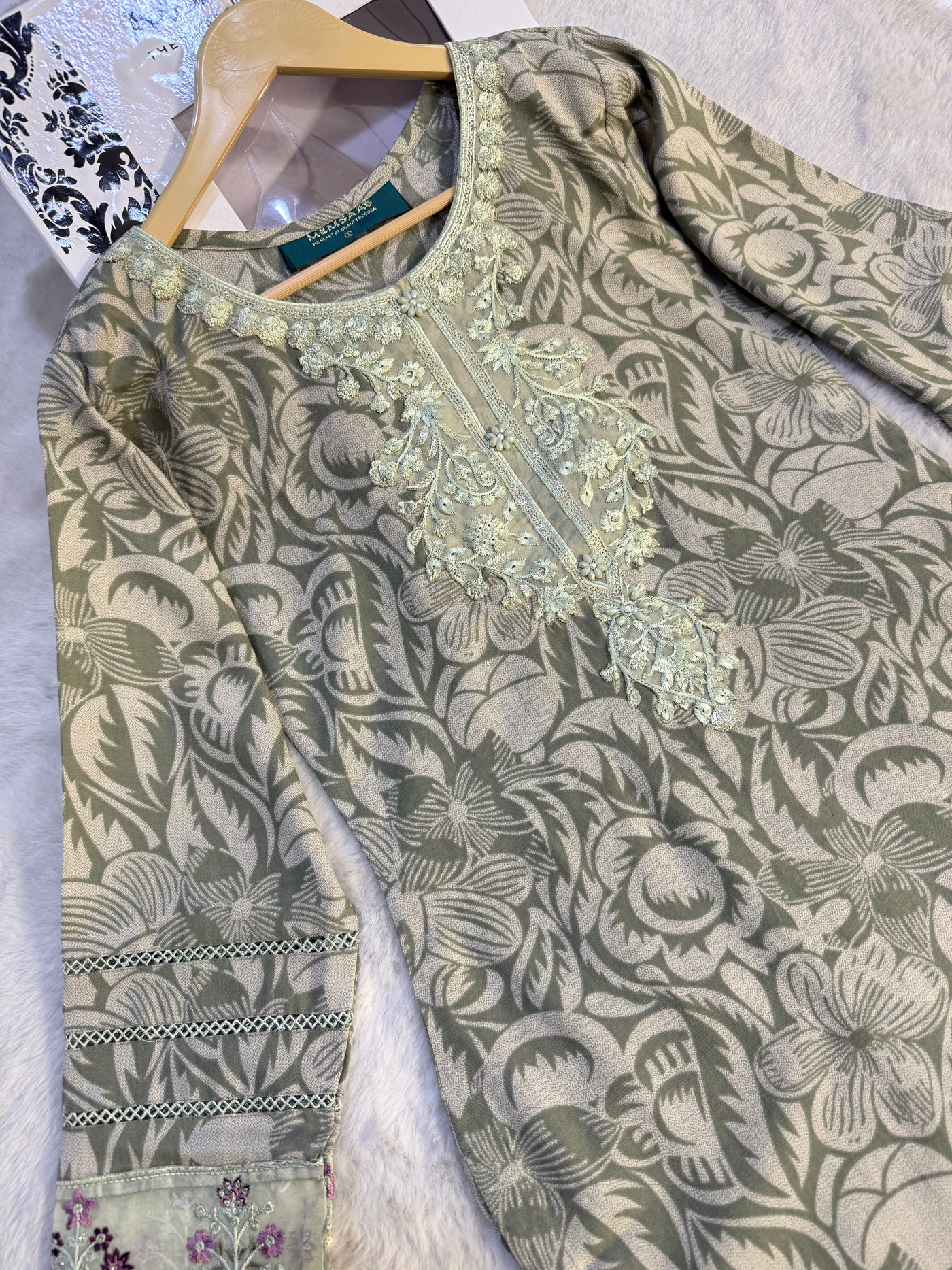 MDNA-27 - Readymade Embroidered Dhanak Outfit - Memsaab Online