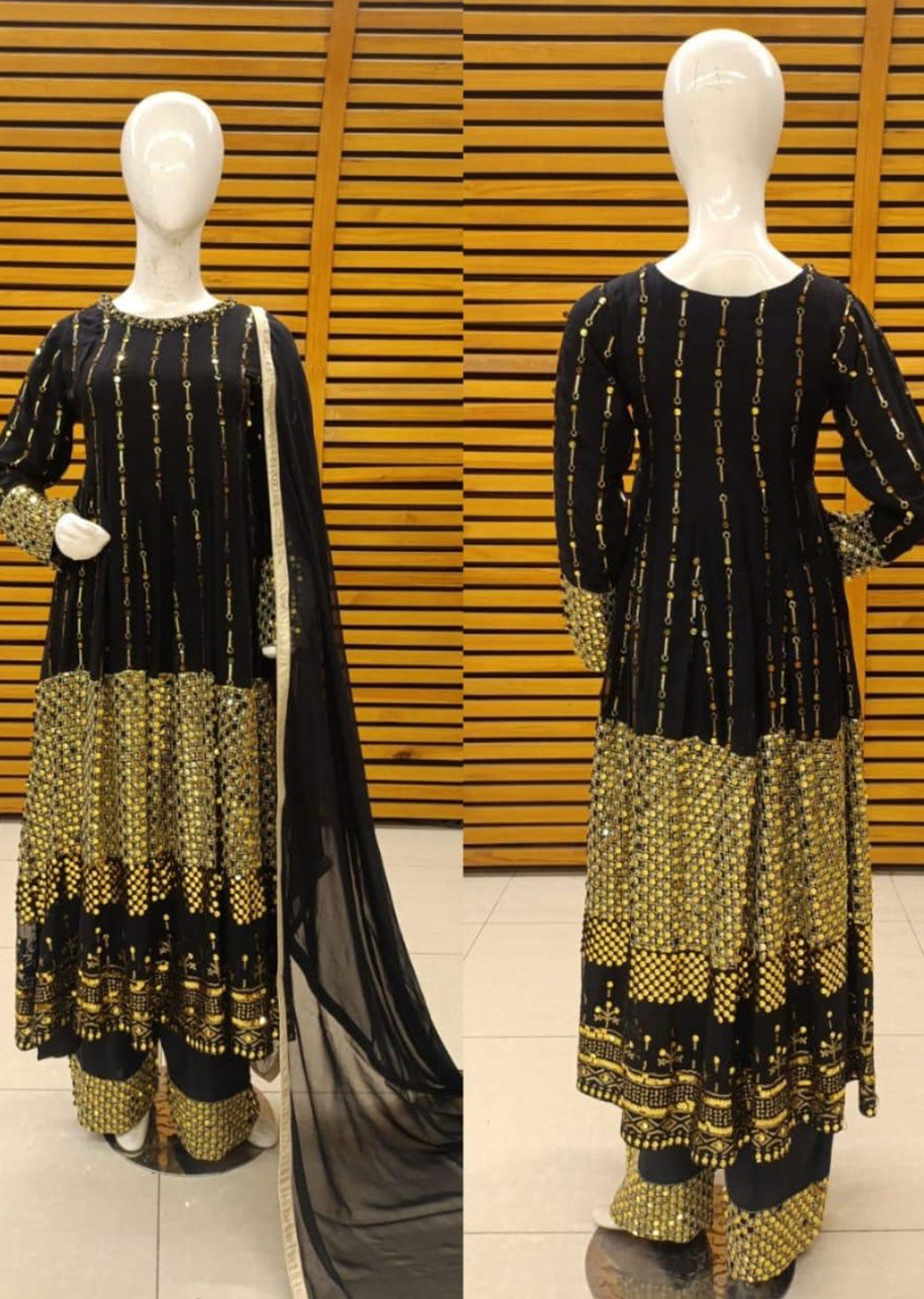 AL-3825 Readymade Black Ally's Dress - Memsaab Online