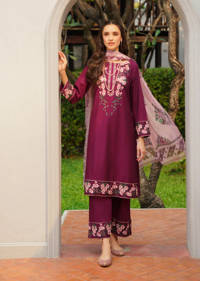 Blush Serenity- Readymade 3 Piece Cotton Suit - Memsaab Online