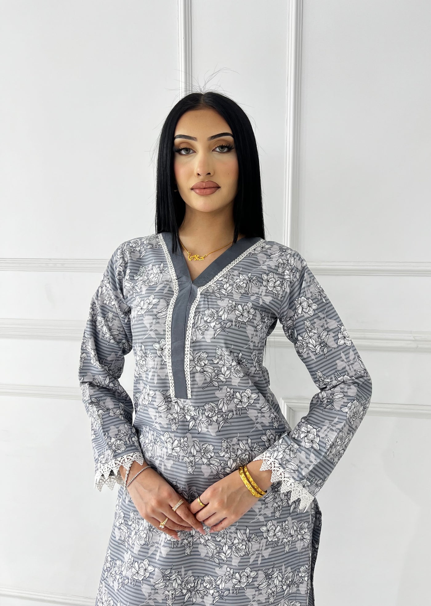 BUT-122- Grey - S.Prints Printed Lawn Co-ords - Memsaab Online