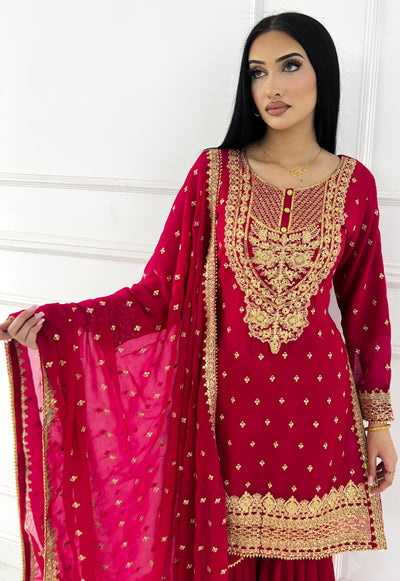 Shaz1902 - Readymade Chiffon Shararah Suit - Memsaab Online