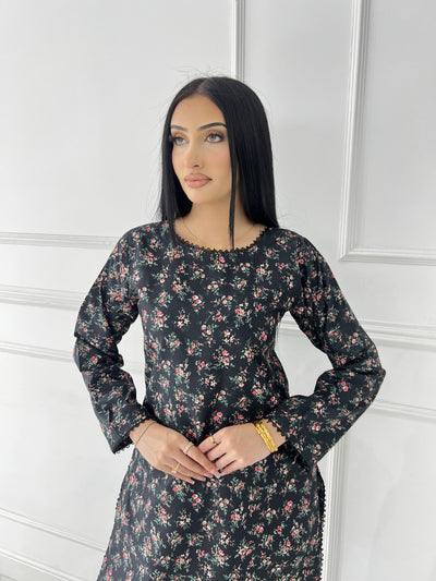 BUT-108 - Black - S.Prints Printed Lawn Co-ords - Memsaab Online