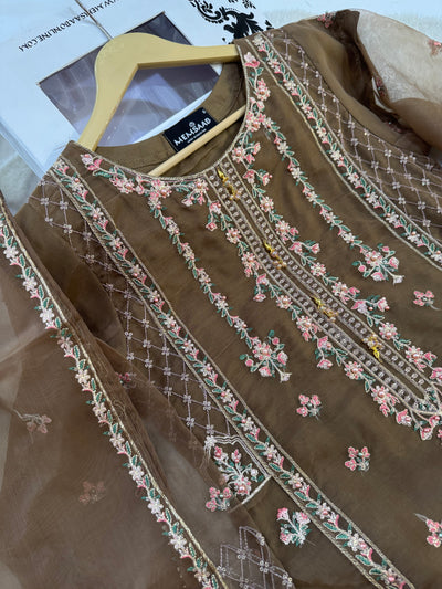 HK108 - Brown - Readymade Linen outfit - Memsaab Online
