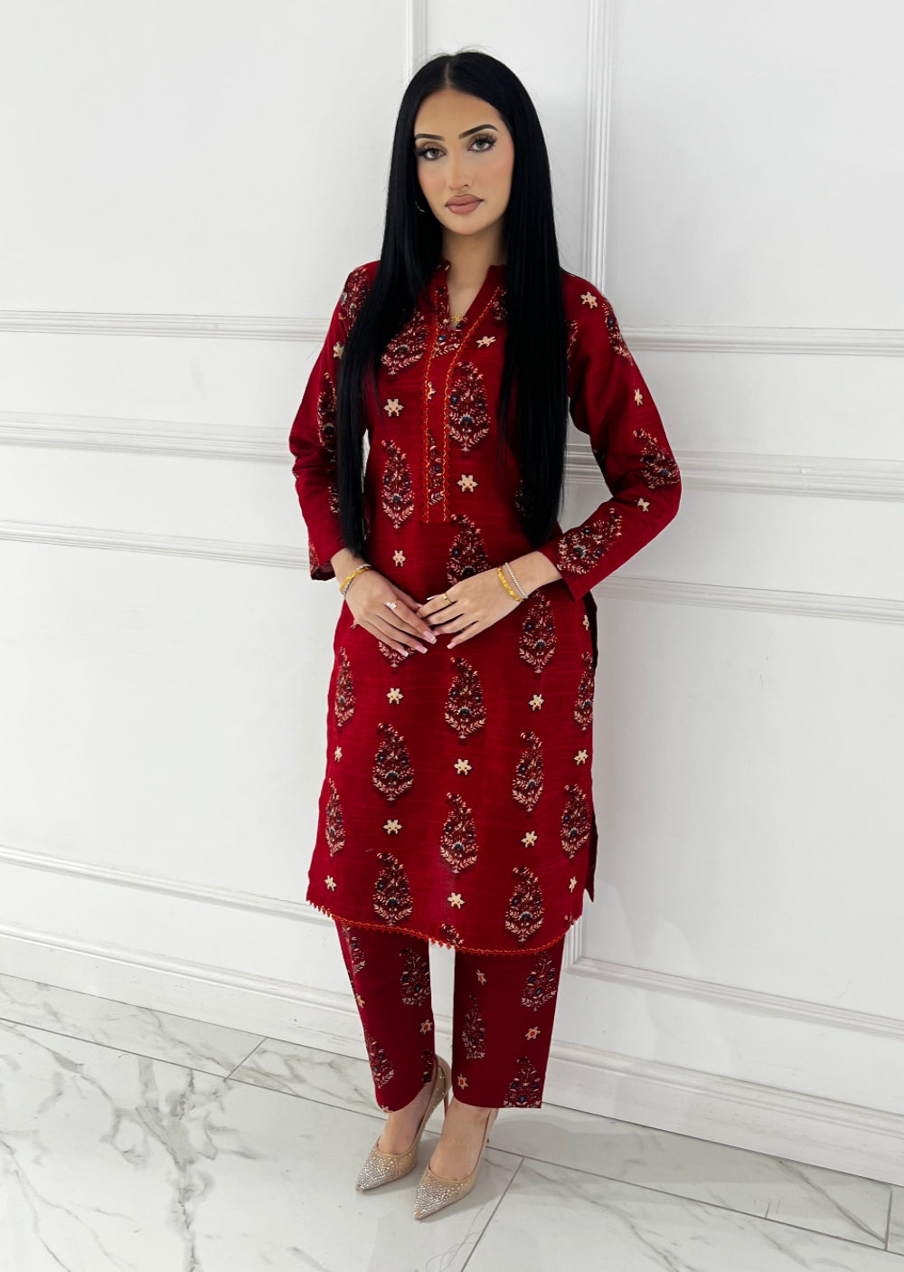 SLMN-45 Readymade Khaddar Co-ord - Memsaab Online