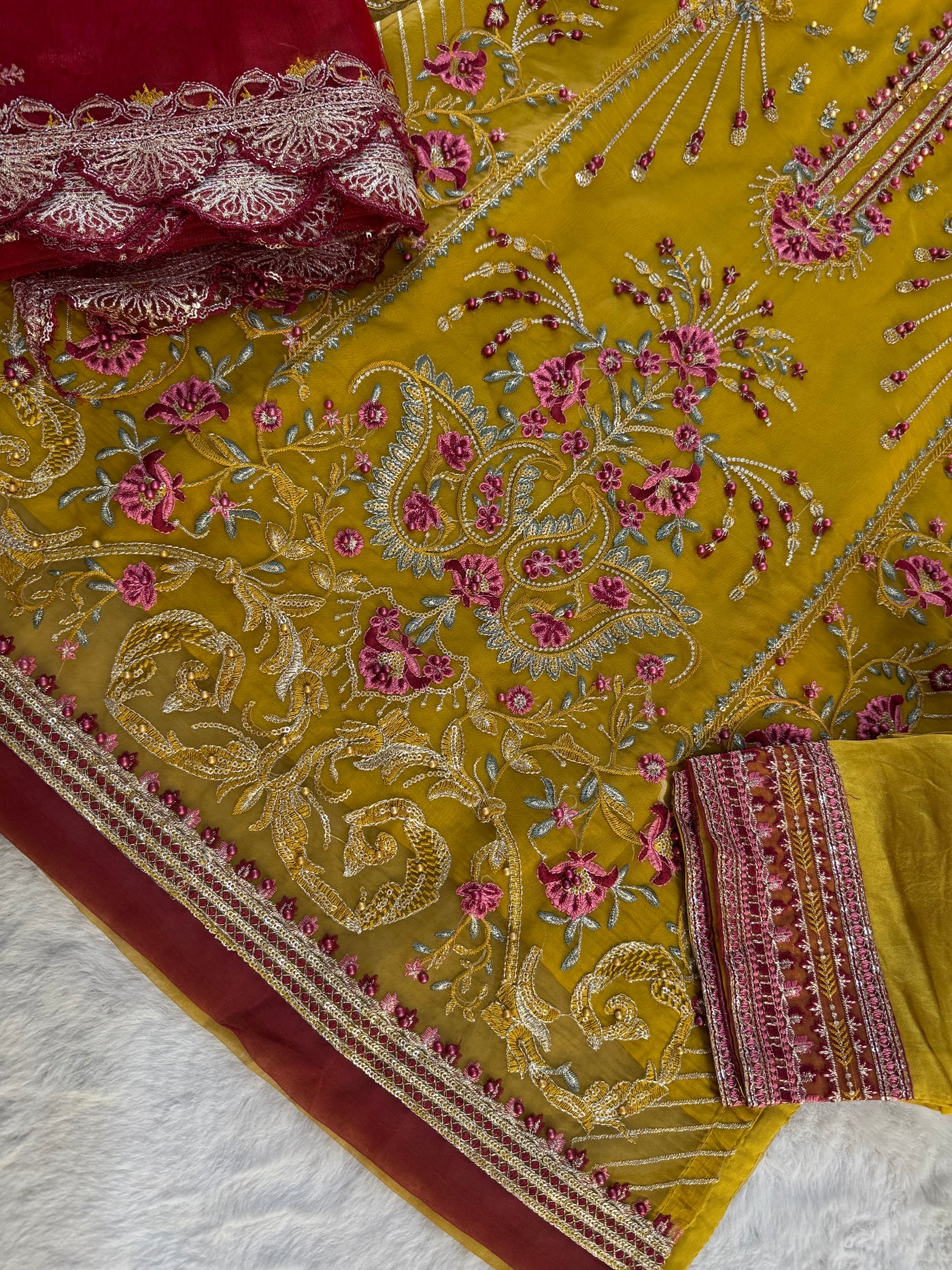 HK107 - Mustard - Readymade Linen outfit - Memsaab Online