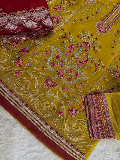 HK107 - Mustard - Readymade Linen outfit - Memsaab Online