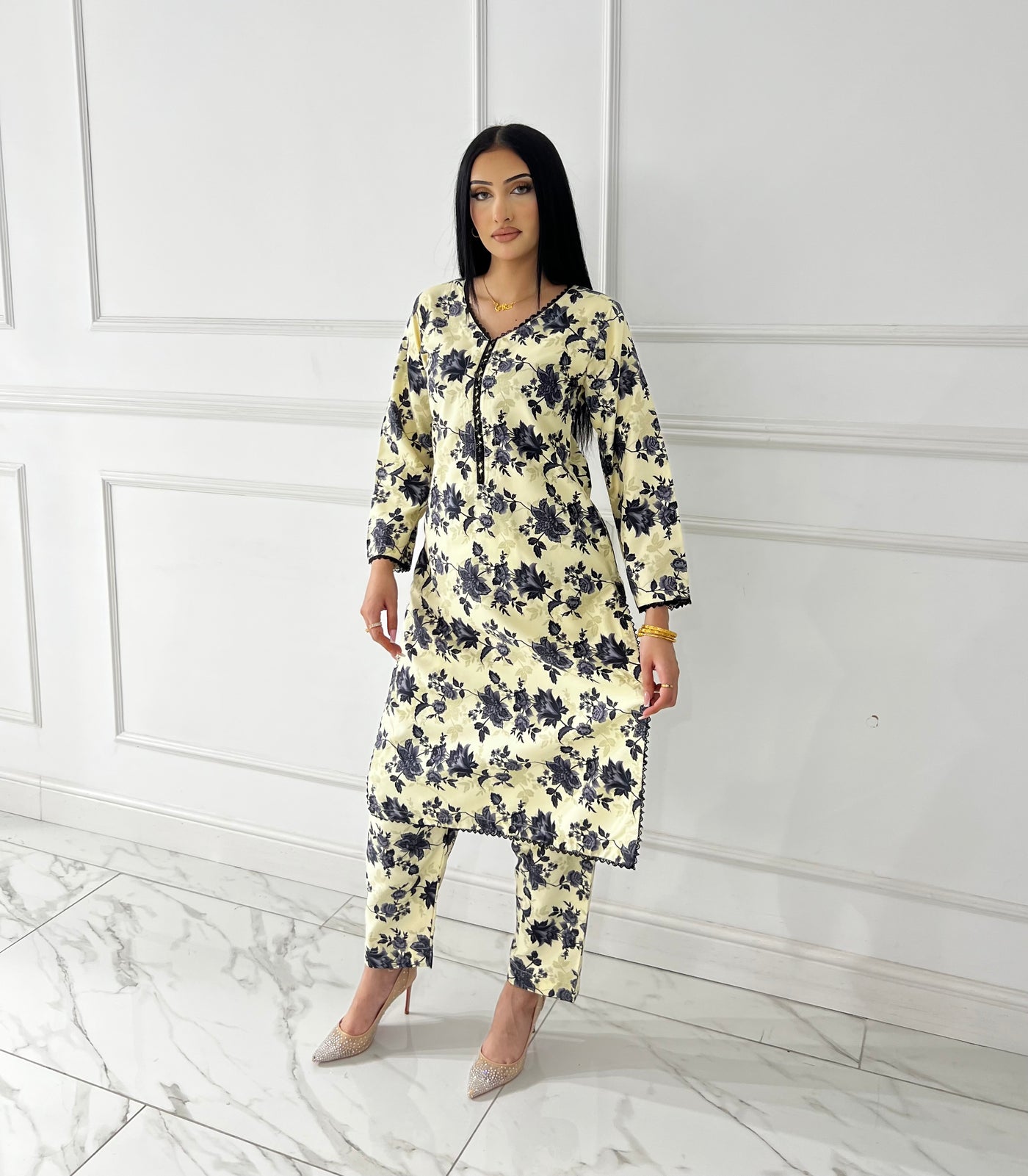 BUT-110 - Cream - S.Prints Printed Lawn Co-ords - Memsaab Online