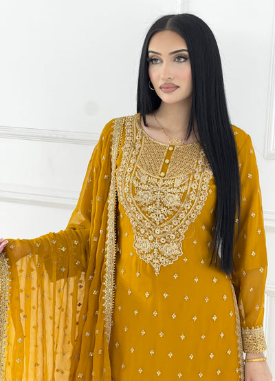Shaz1902 - Readymade Chiffon Shararah Suit - Memsaab Online