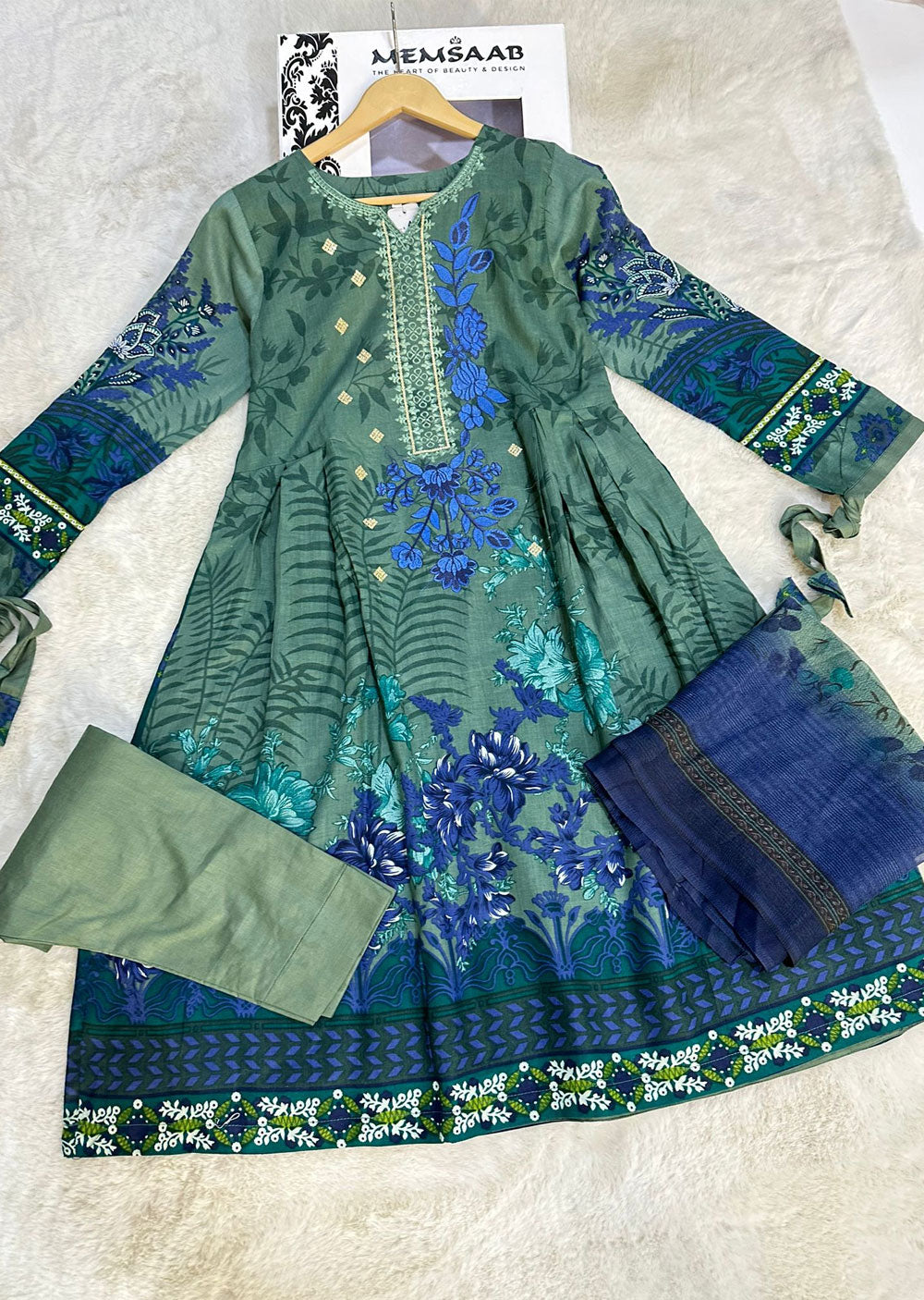 AMT47002C1 - Readymade Lawn Suit - Memsaab Online