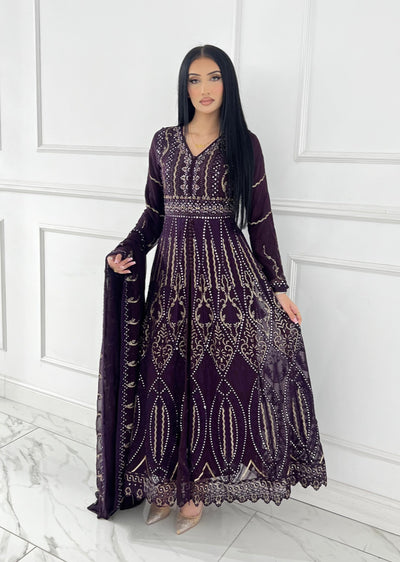 PS0800 Readymade Purple Chiffon Wedding Suit - Memsaab Online