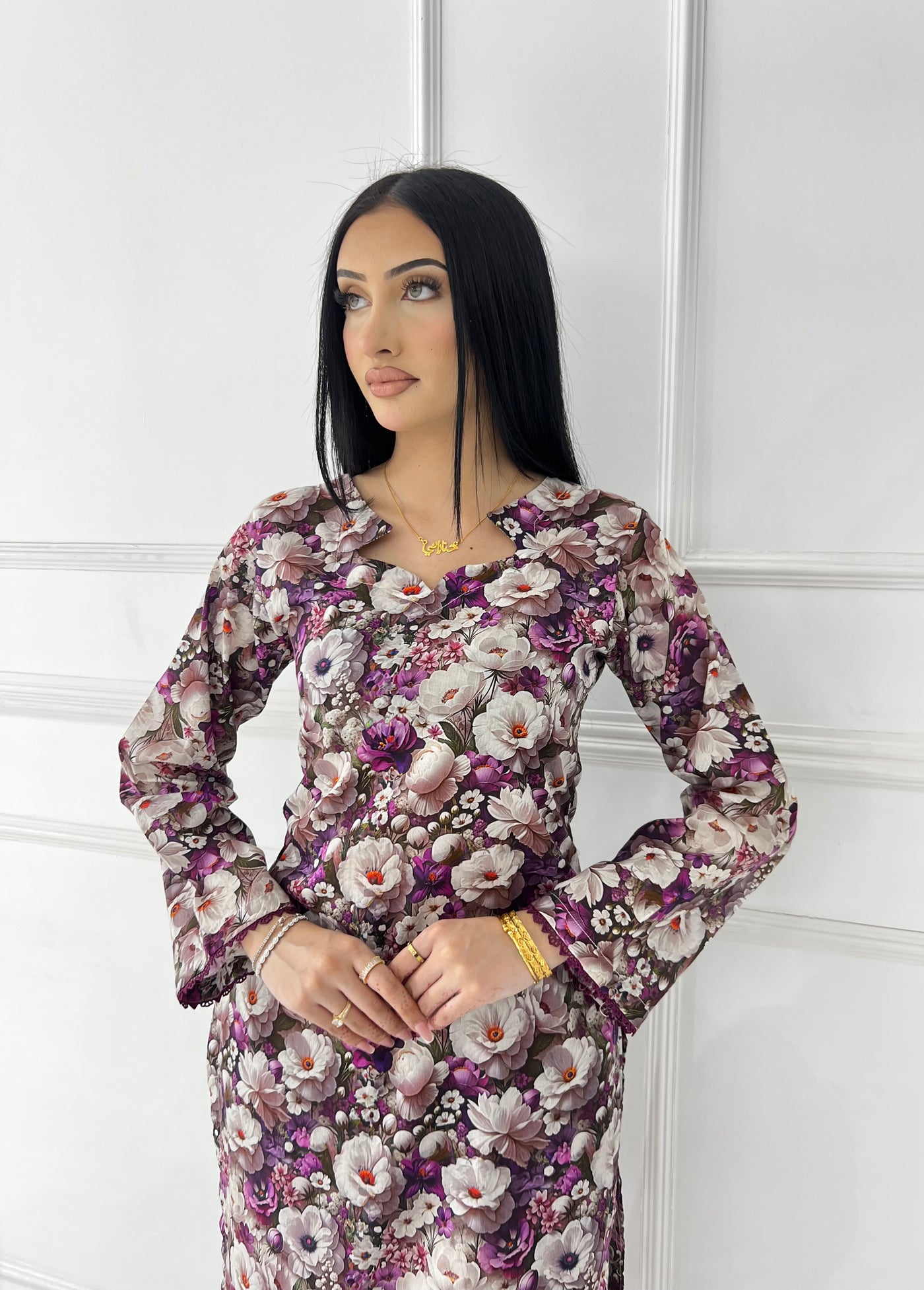 BUT-109 - Nude Perple - S.Prints Printed Lawn Co-ords - Memsaab Online