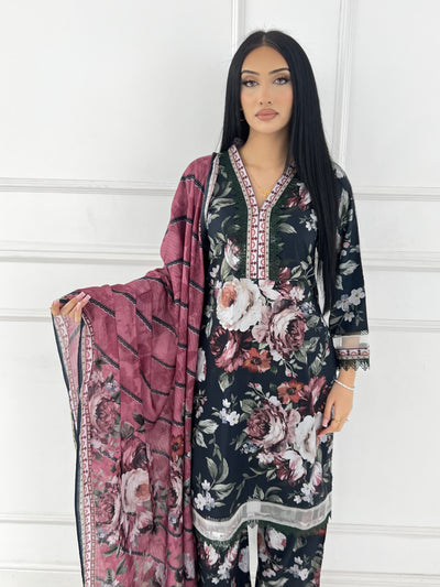 BUT-123- Readymade linen Printed suit 2025 - Memsaab Online