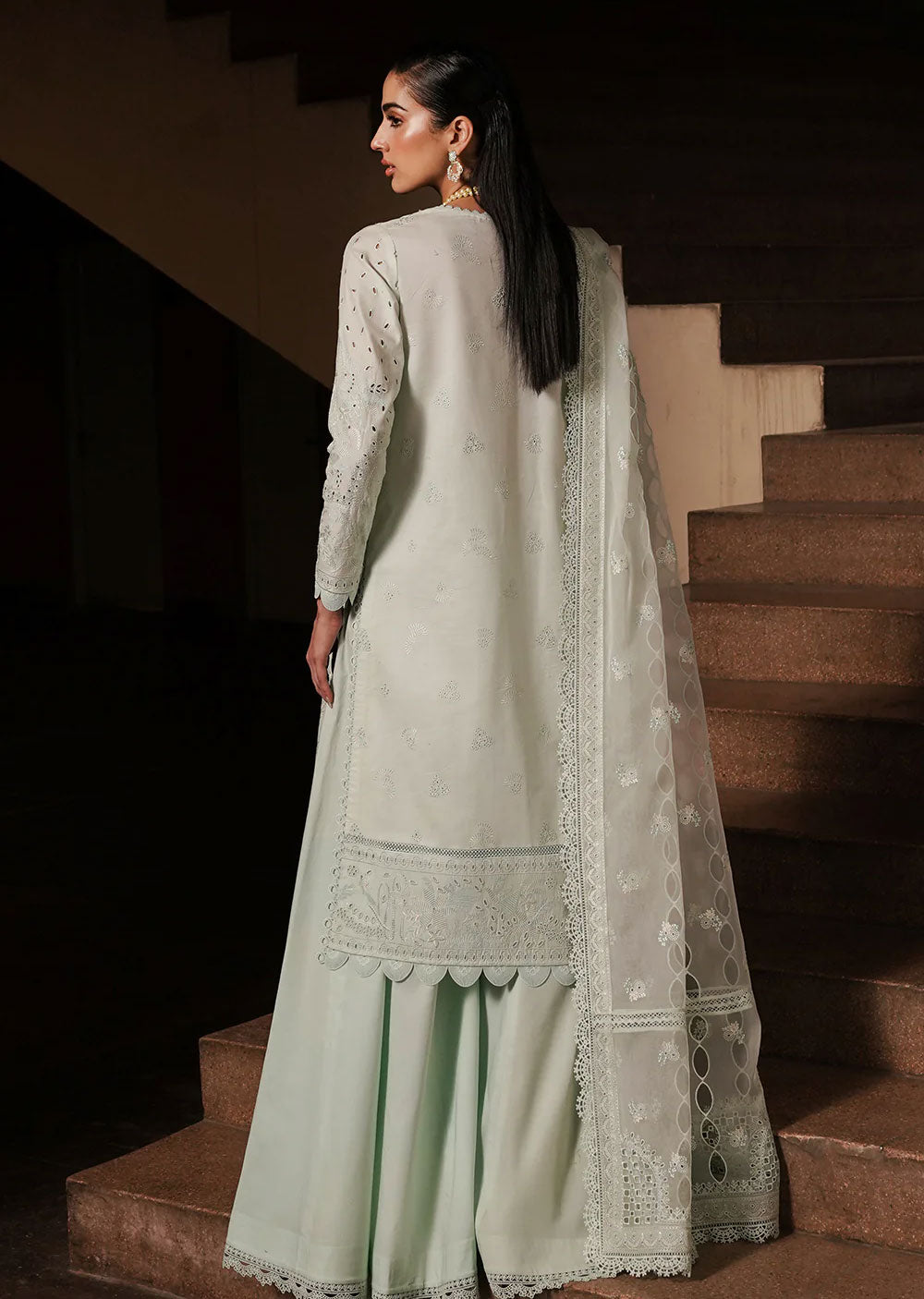 AYL24-03 - Celadon - Unstitched - Festive Chickenkari Lawn Collection 2024 - Memsaab Online