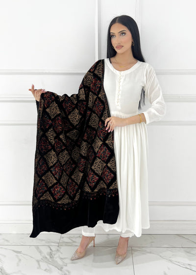 SMV101 Embroidered Velvet Shawl - Memsaab Online