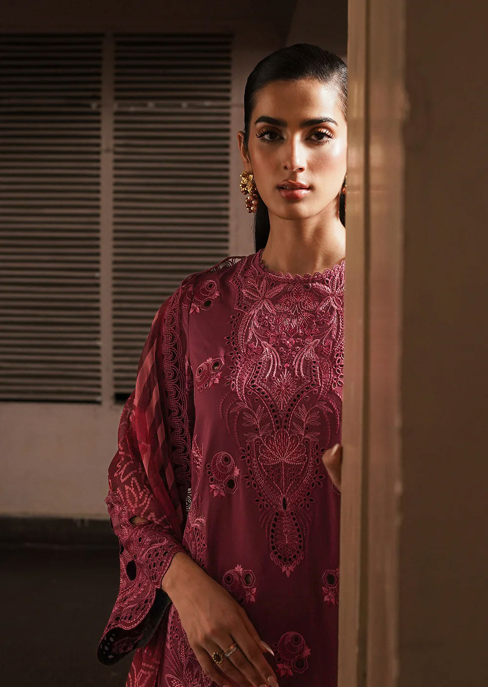 AYL24-08 - Cordovan - Unstitched - Festive Chickenkari Lawn Collection 2024 - Memsaab Online