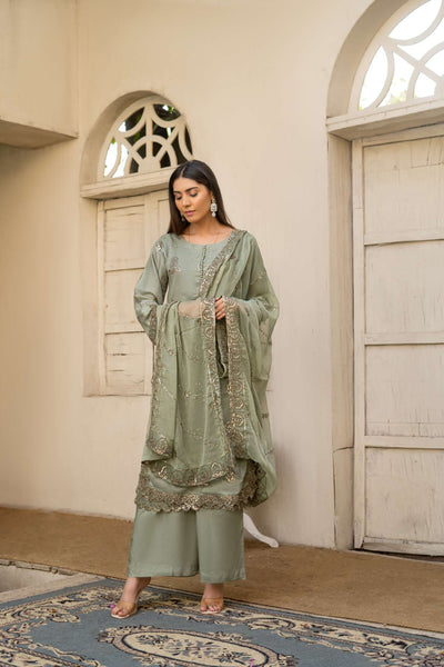 RGZ7105 - Rangz Chantelle Linen Suit Chiffon Scarf - Memsaab Online