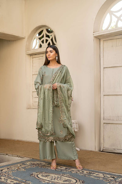 RGZ7105 - Rangz Chantelle Linen Suit Chiffon Scarf - Memsaab Online