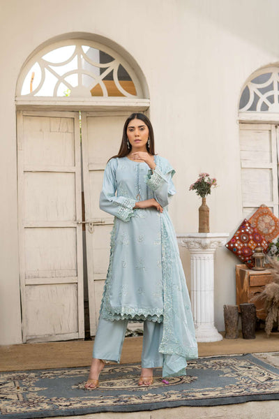 RGZ7105 - Rangz Chantelle Linen Suit Chiffon Scarf - Memsaab Online