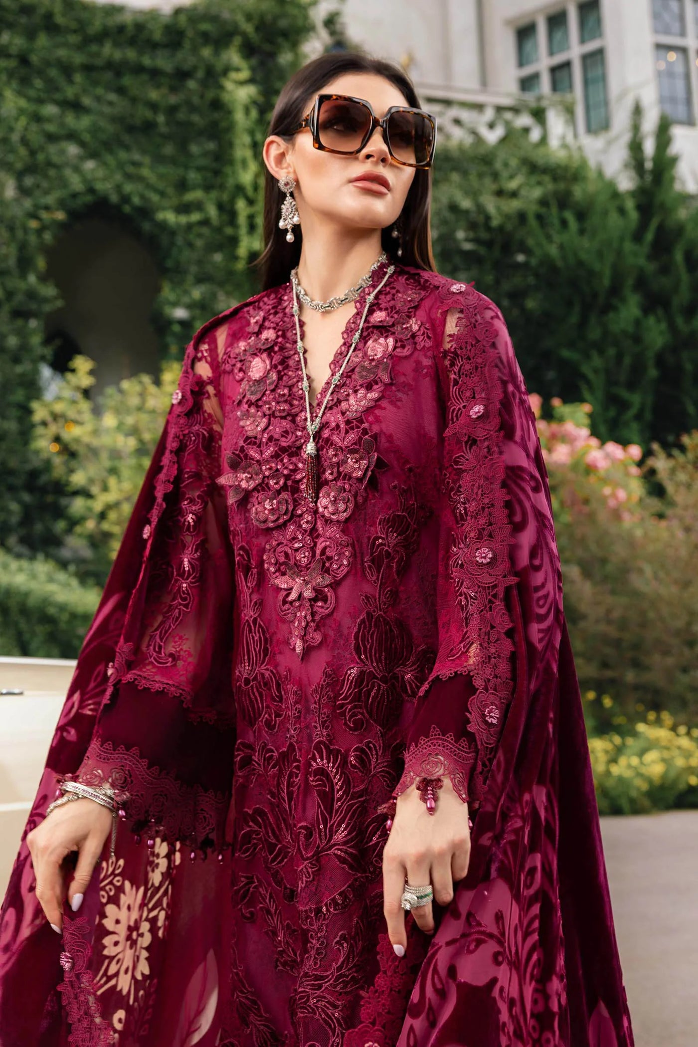 WL-1308- Maria B Embroidered Linen Suit 2025 - Memsaab Online
