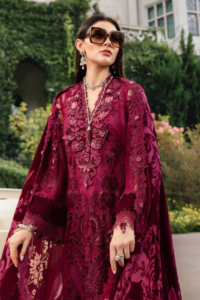 WL-1308- Maria B Embroidered Linen Suit 2025 - Memsaab Online