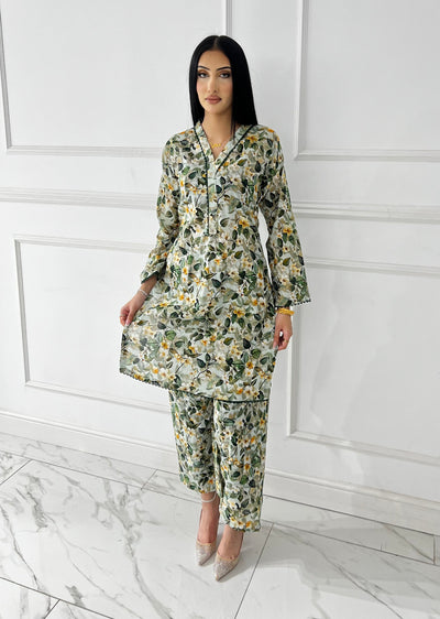 BUT-114 - Green- S.Prints Printed Lawn Co-ords - Memsaab Online