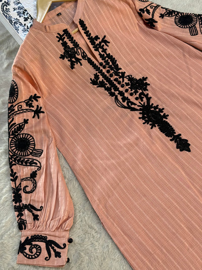 HK112 - Peach - Readymade Linen outfit