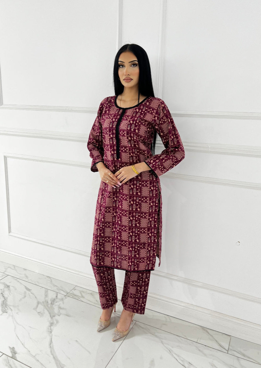 SLMN-28 Readymade Khaddar Co-ord - Memsaab Online