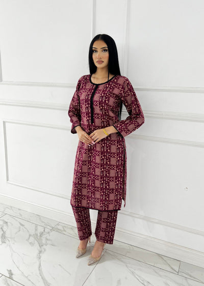 SLMN-28 Readymade Khaddar Co-ord - Memsaab Online