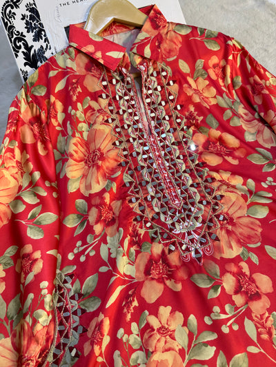 SMR3204- Readymade Silk 2 Piece Suit - Memsaab Online