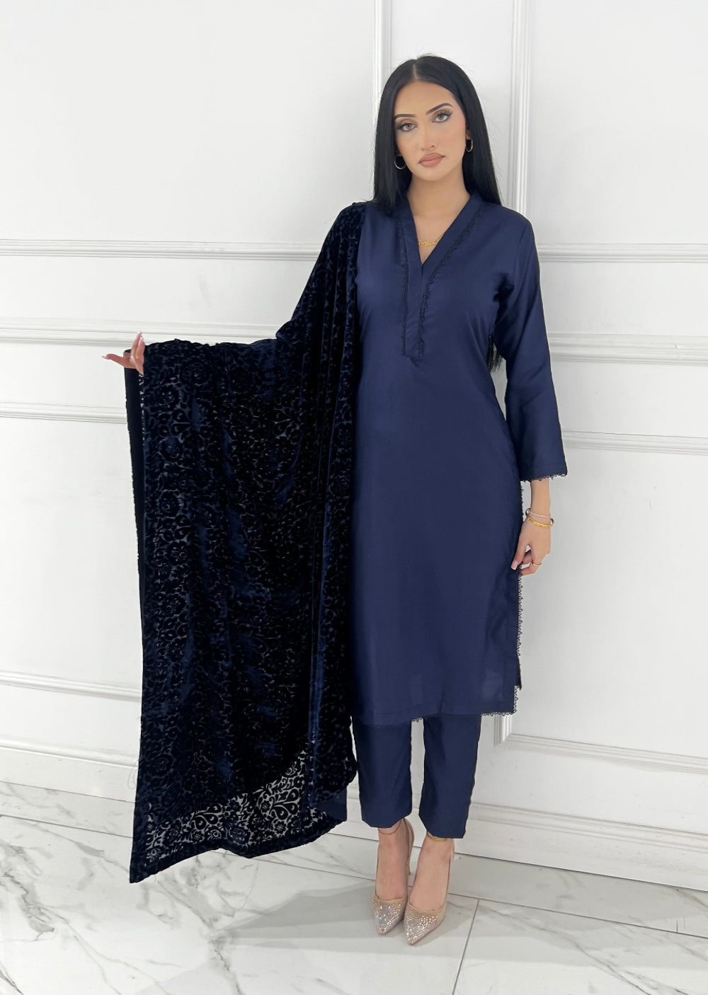 ASMB-01 - Navy - Readymade Mughal Palachi Suit 2025 - Memsaab Online