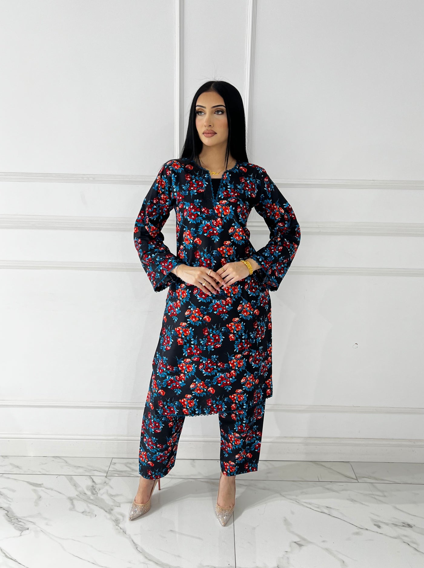 BUT-117- Black- S.Prints Printed Lawn Co-ords - Memsaab Online