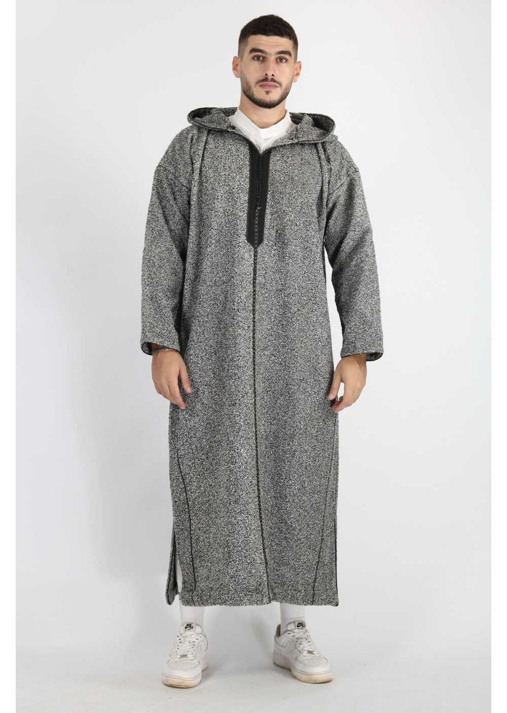 MRC-DH001 Djellaba - Grey/Black Djellaba Moroccan Thobe