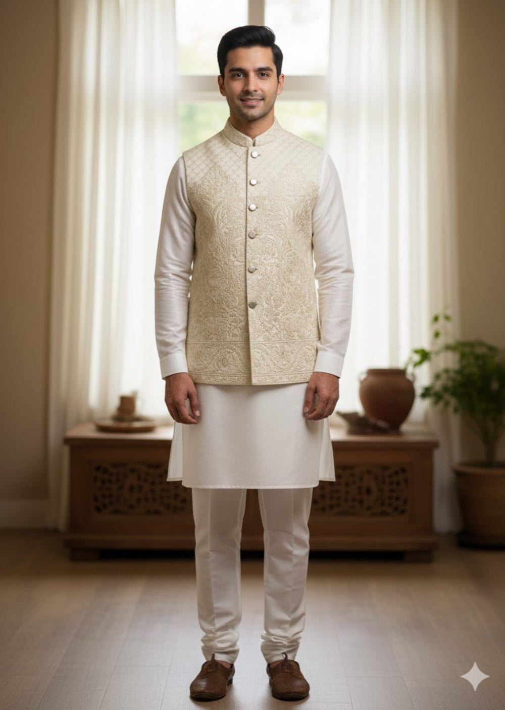 GS-5075 Readymade Elegant Embroidered Waistcoat 2025 - Memsaab Online