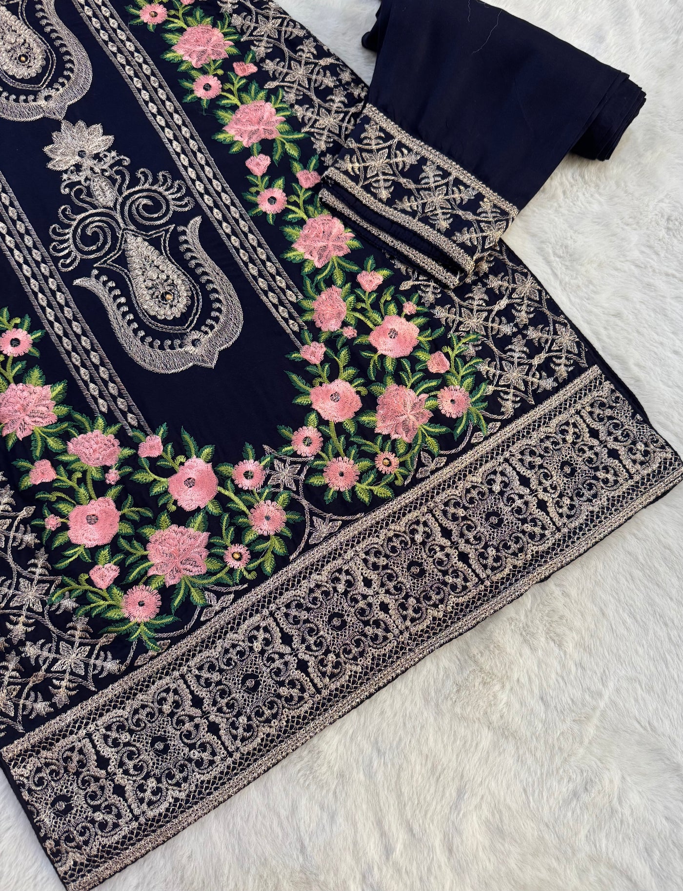 HK105 - Navy - Readymade Linen outfit - Memsaab Online